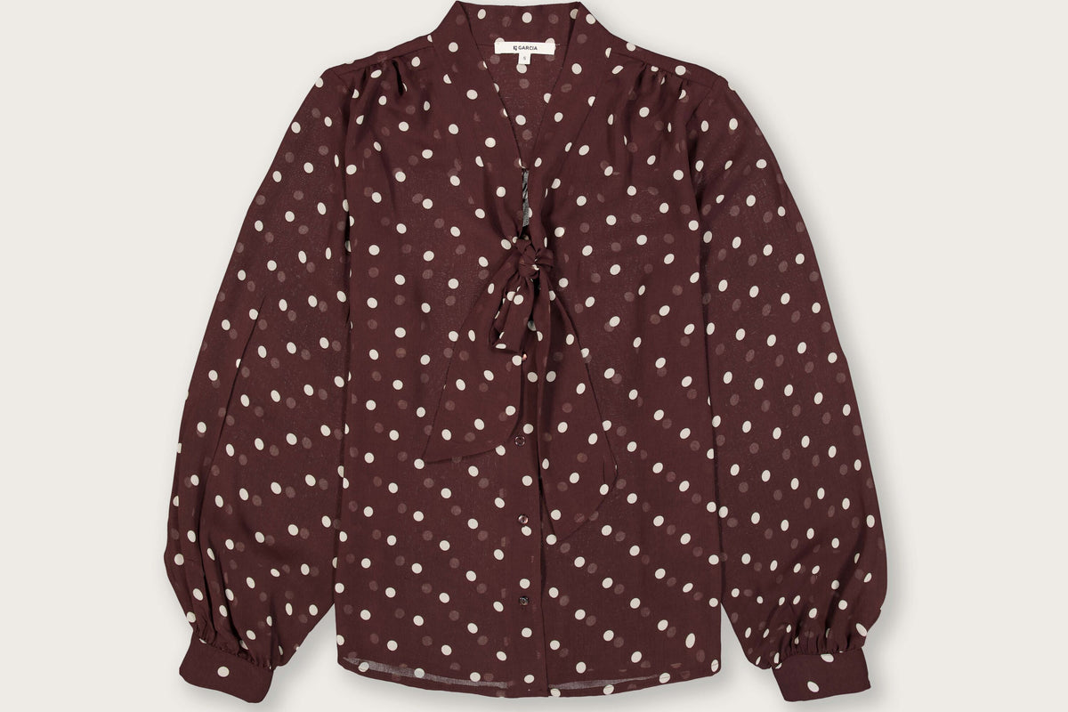 Garcia Hazel Bloom Polka Dot Tie Neck Shirt