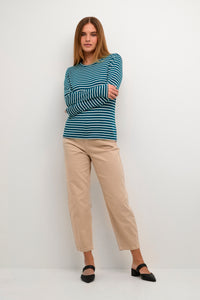 Kaffe Liddy Legion Blue/Chalk Stripe Top with Black Heart, 10502821