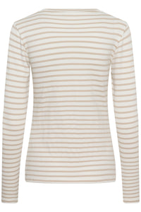 Kaffe Liddy Chalk/Feather Beige Stripe Top with Pink Heart