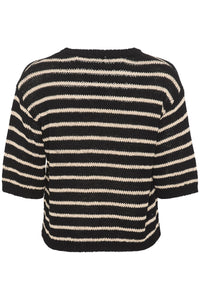 Kaffe Kaysabel Black/Antique Cream Relaxed Fit Knitted Pullover, 10507630