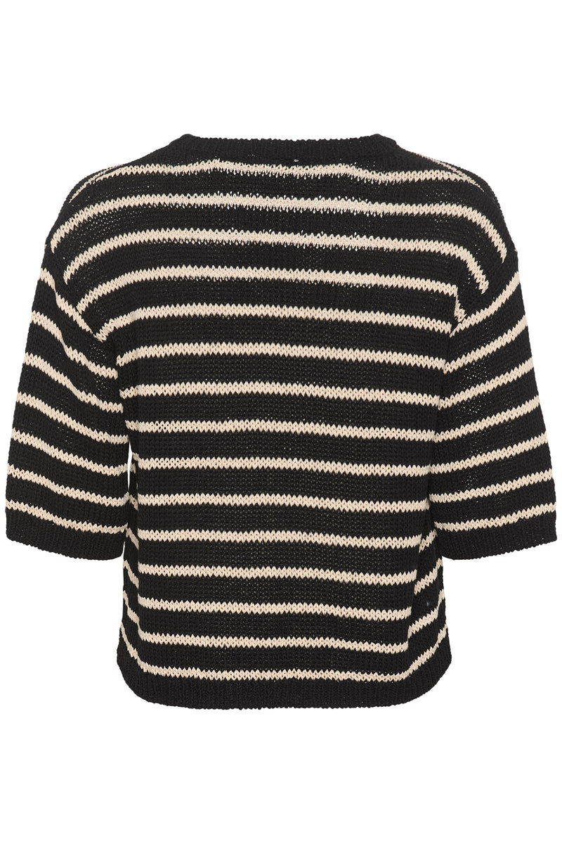 Kaffe Kaysabel Black/Antique Cream Relaxed Fit Knitted Pullover, 10507630