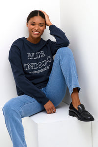 Kaffe Kaleonora Midnight Marine Fleece Lined Sweatshirt, 10508209