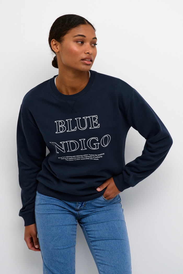 Kaffe Kaleonora Midnight Marine Fleece Lined Sweatshirt, 10508209