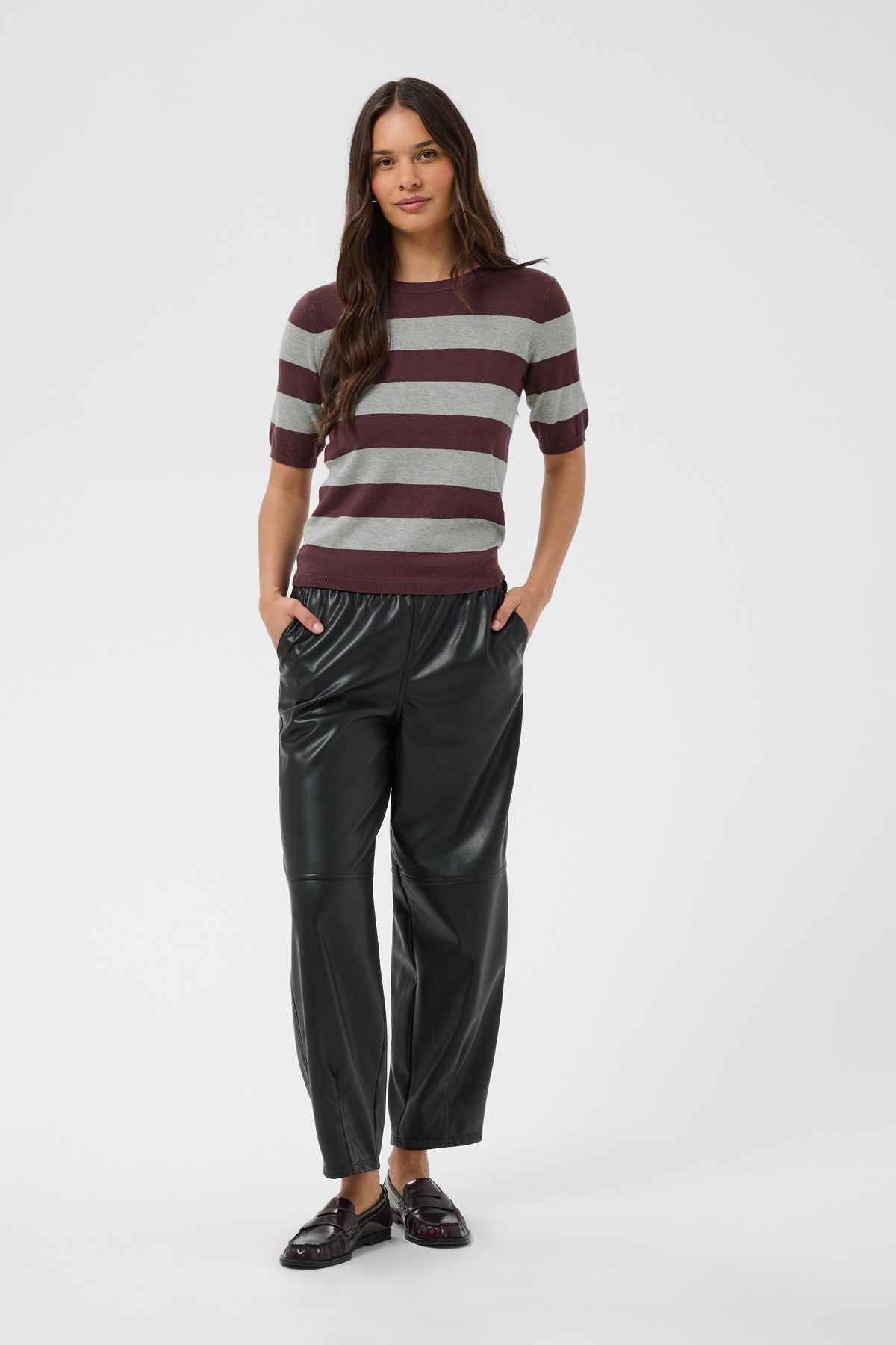 Kaffe Kalizza Fudge/Grey Melange Striped Knit