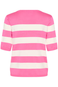 Kaffe Kalizza Power Pink/Chalk Striped Knit
