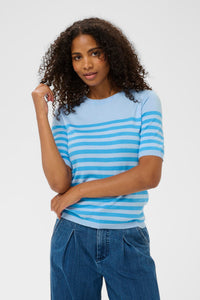 Kaffe Kalizza Baby Blue/Cornflour Blue Striped Knit, 10508410