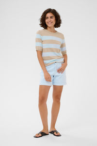 Kaffe Kalizza Feather Beige/Baby Blue Striped Knit, 10508410