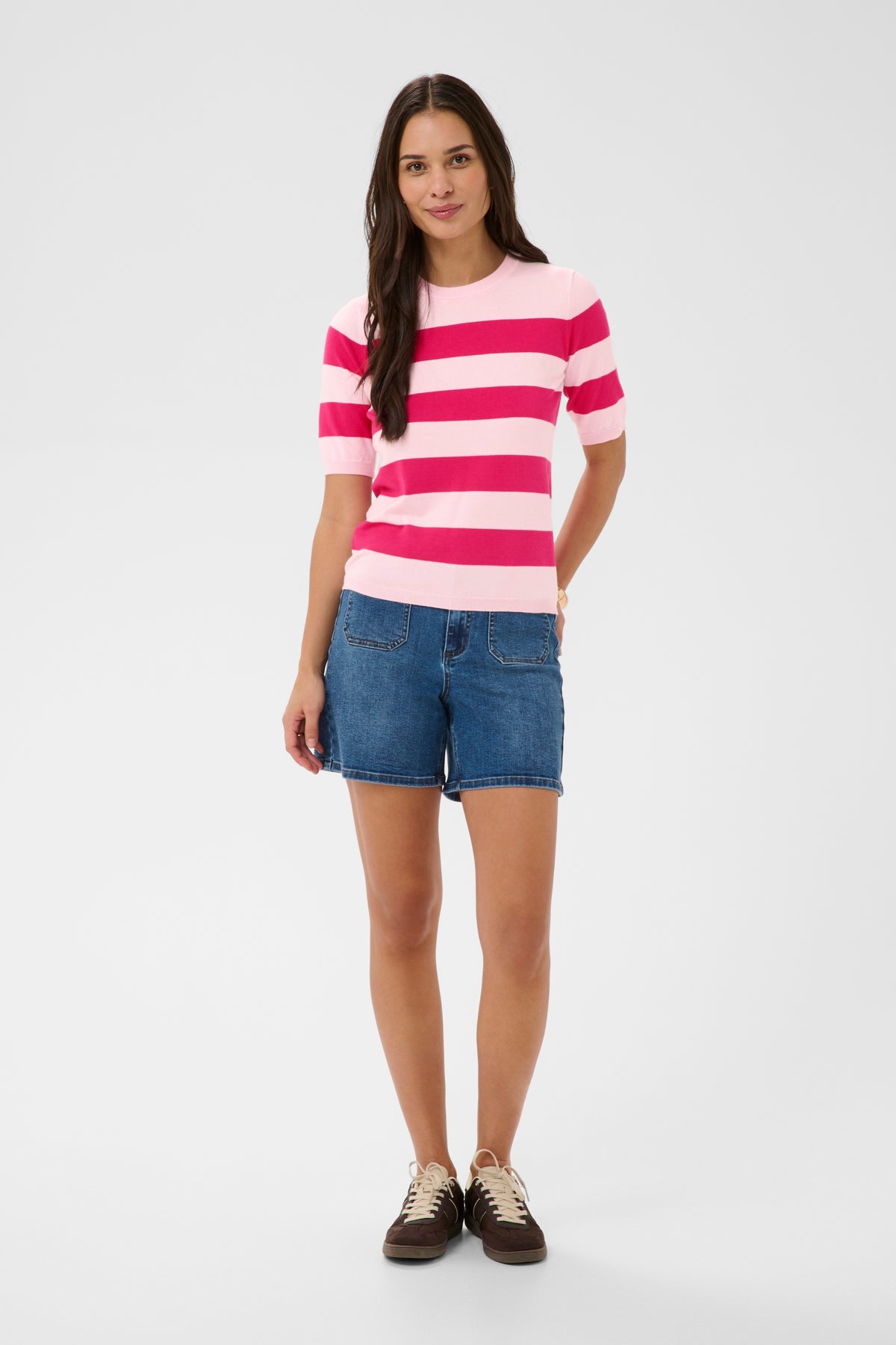 Kaffe Kalizza Ballerina Pink/Beetroot Fuchia Striped Knit