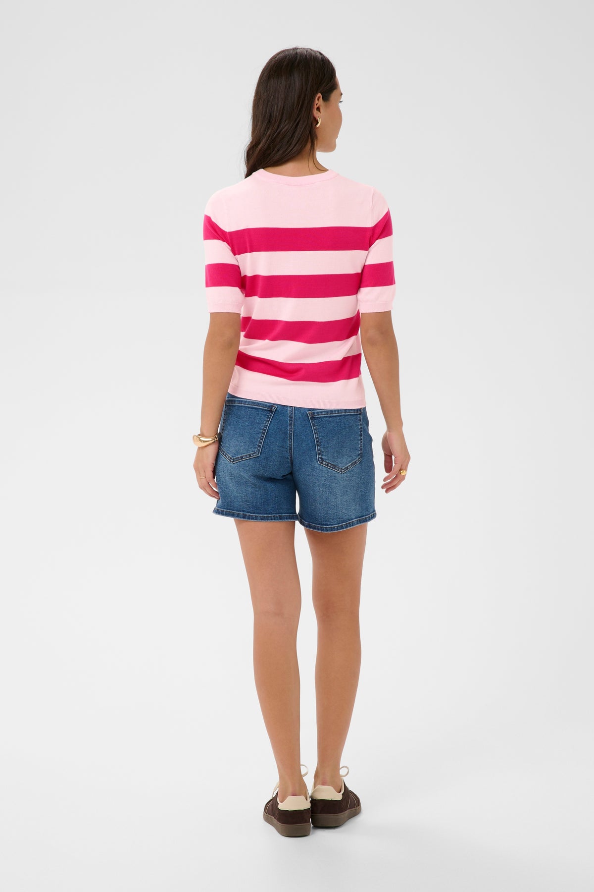 Kaffe Kalizza Ballerina Pink/Beetroot Fuchia Striped Knit