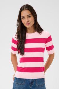 Kaffe Kalizza Ballerina Pink/Beetroot Fuchia Striped Knit