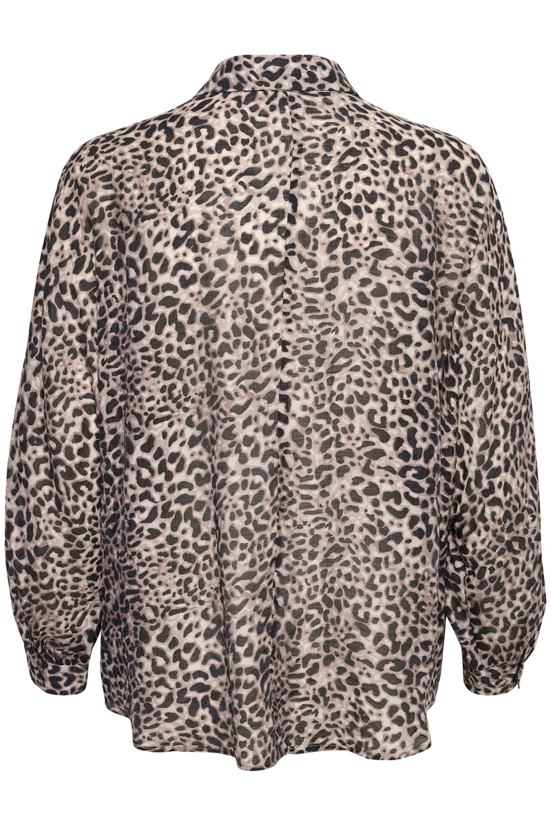 Kaffe Kavita Leopard Print Oversized Longline Shirt, 10508574