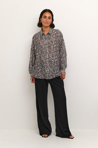 Kaffe Kavita Leopard Print Oversized Longline Shirt, 10508574