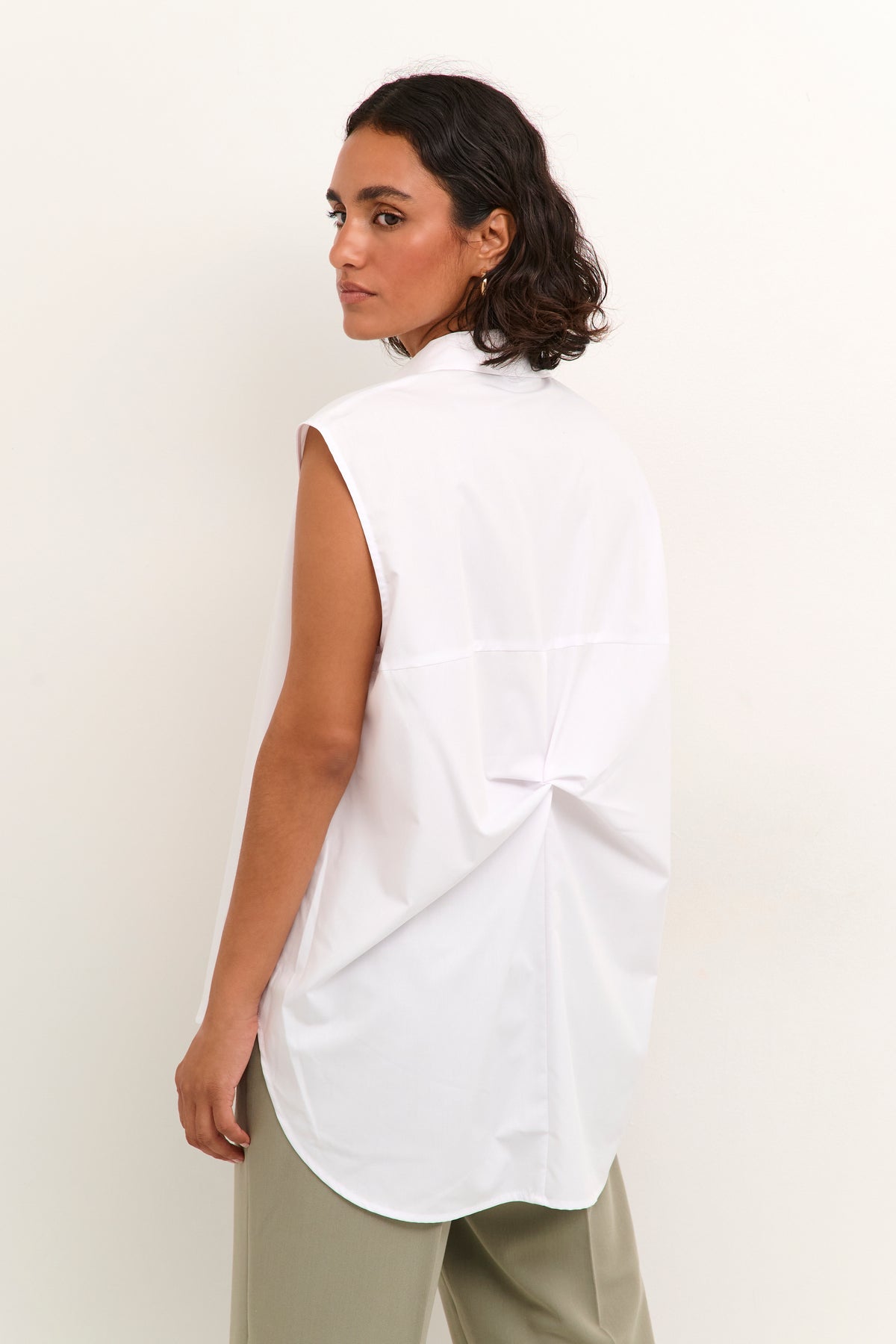 Kaffe Kaanna Optical White Knot Back Longline Oversized Shirt, 10508614