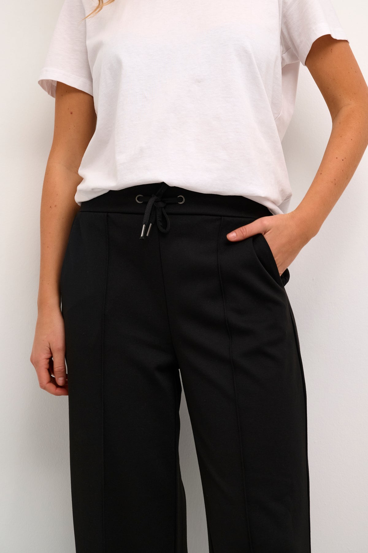 Kaffe Kajenny Black Wide Leg Elasticated Trousers, 10508621