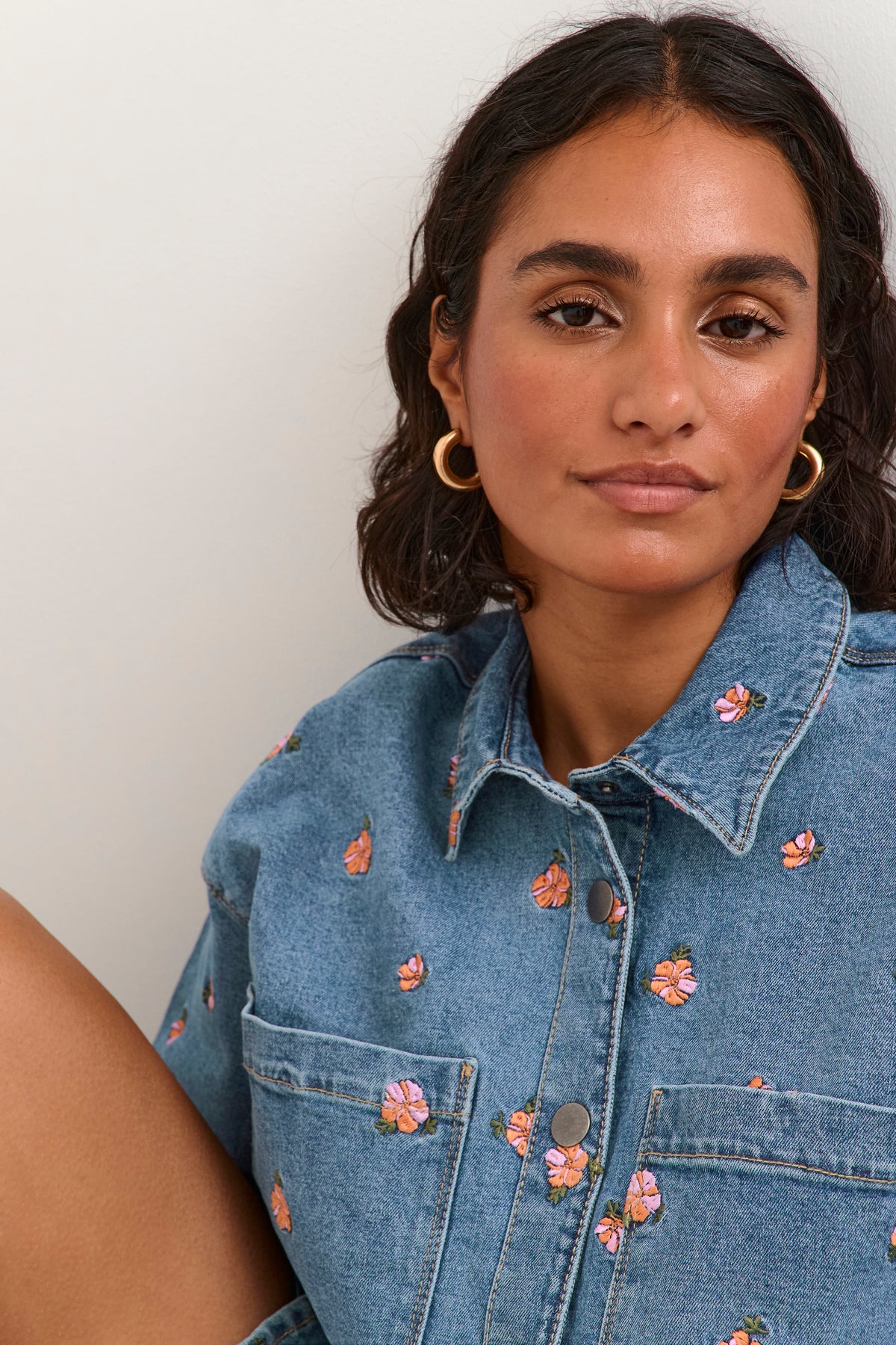 Kaffe Kababeth Floral Embroidered Denim Overshirt, 10508703