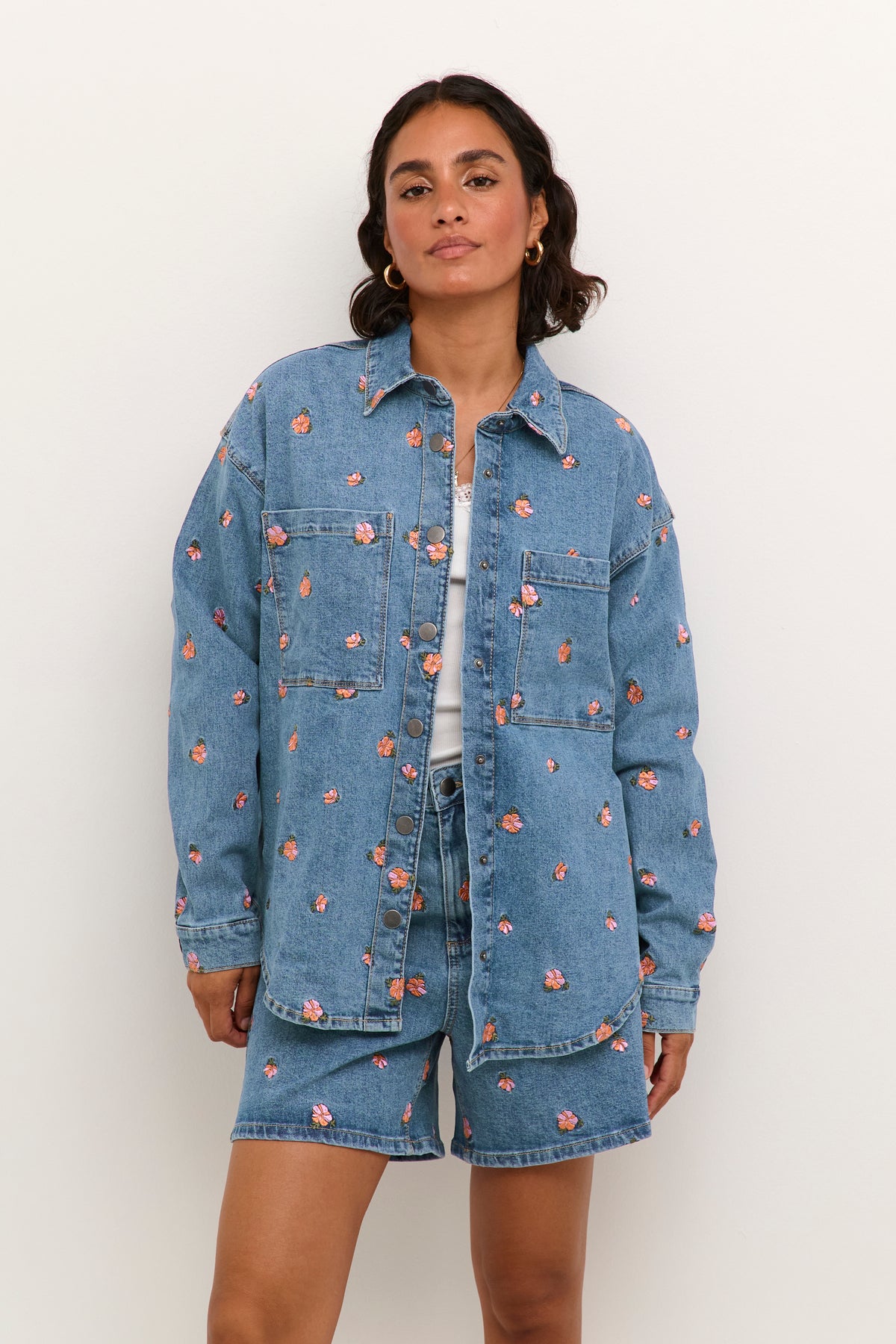 Kaffe Kababeth Floral Embroidered Denim Overshirt, 10508703