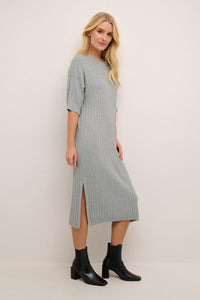 Kaffe Kalola Grey Melange Knitted Midi Dress, 10508776