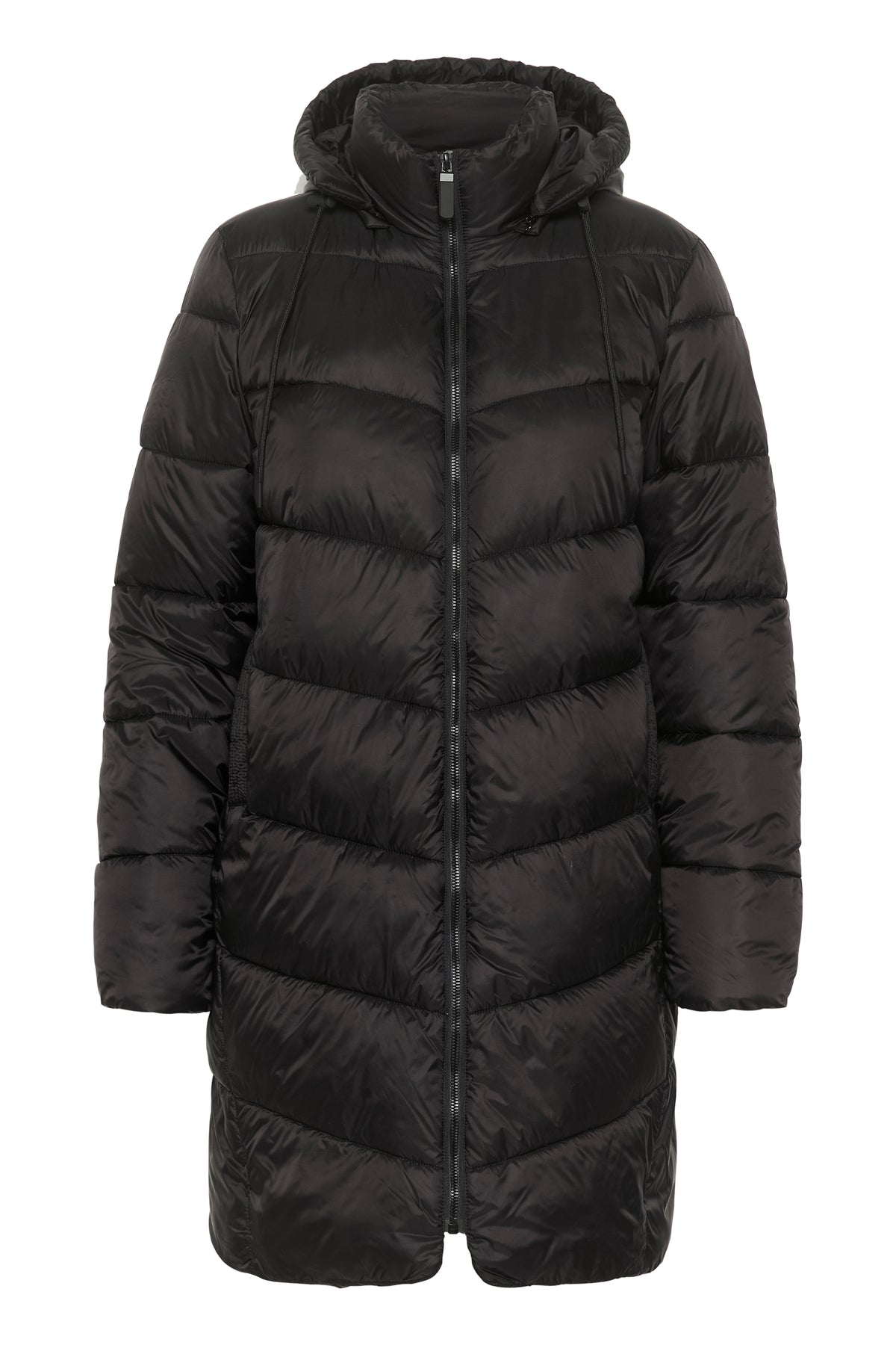 Kaffe Kasusanne Deep Black Ultimate Puffa Knee Length Coat with Detachable Hood, 10508810