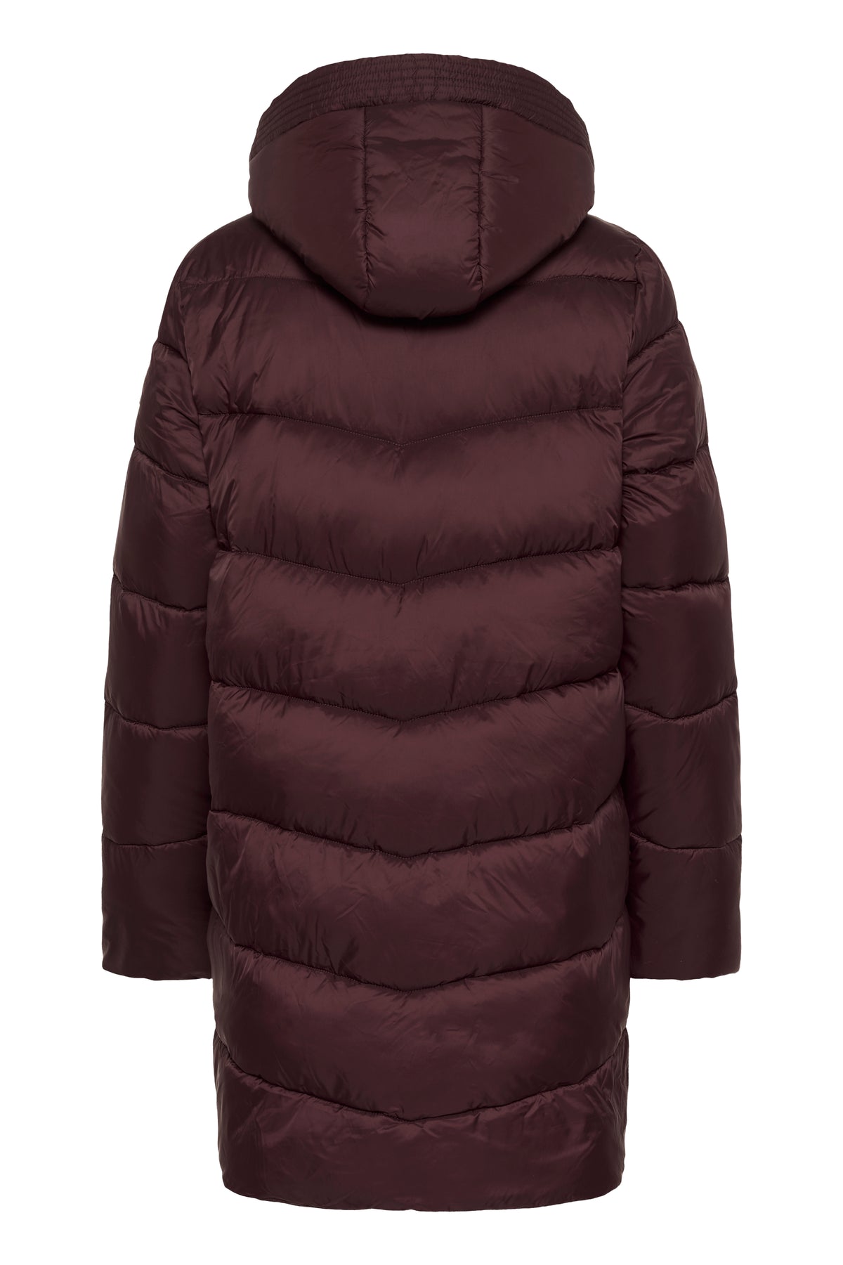 Kaffe Kasusanne Fudge Burgundy Ultimate Puffa Knee Length Coat with Detachable Hood