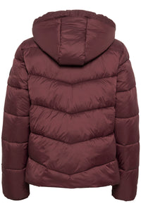 Kaffe Kasusanne Fudge Burgundy Ultimate Puffa Jacket with Detachable Hood
