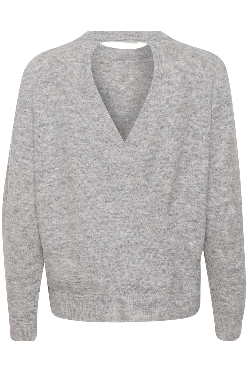 Kaffe Kamalene Grey Melange Open Back Pullover, 10508832