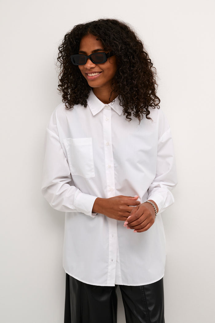 Kaffe Kagrace Oversized Optical White Open Back Shirt, 10508890