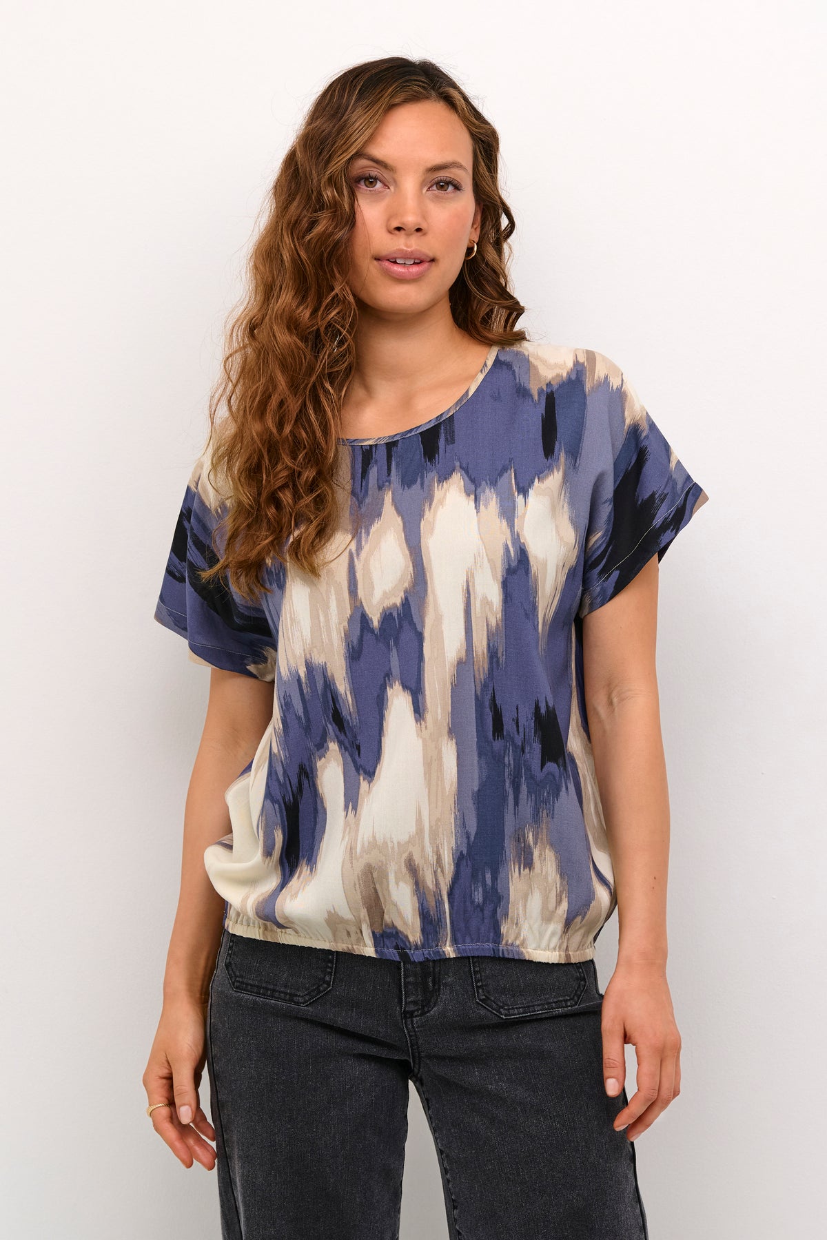 Kaffe Kabeathe Stanley Blue Abstract Printed Blouse, 10508896