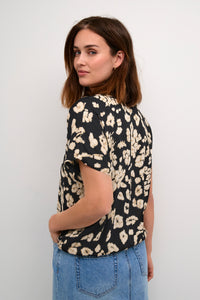 Kaffe Kabeathe Stanley Black/Sand Leopard Printed Blouse