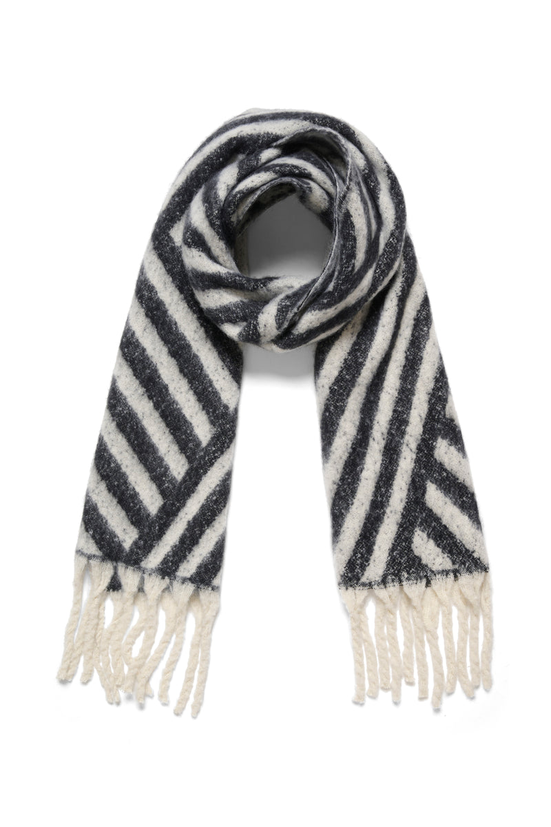 Kaffe Kajojo Grey Printed Supersoft Tassel Blanket Scarf, 10508955