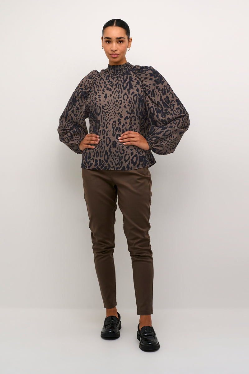 Kaffe Kajemma Major Brown Leopard Printed Relaxed Fit Blouse, 10508970