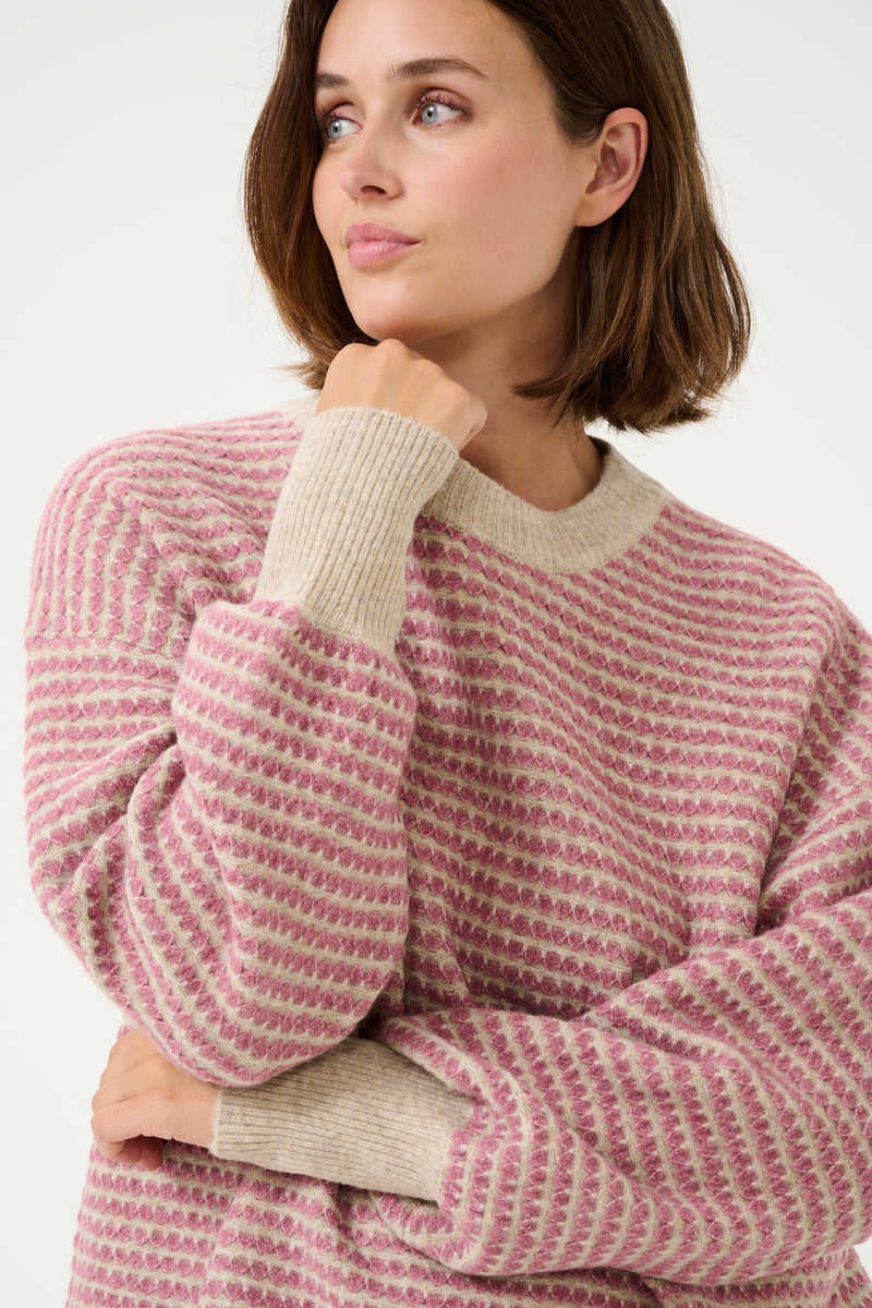 Kaffe Kaellery Feather Beige/Rose Oversized Knitted Pullover, 10509032