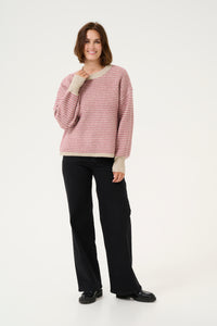 Kaffe Kaellery Feather Beige/Rose Oversized Knitted Pullover, 10509032