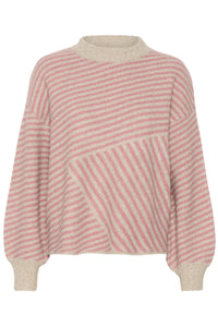 Kaffe Kaverana Feather Beige/Rose Oversized Knitted Pullover, 10509061