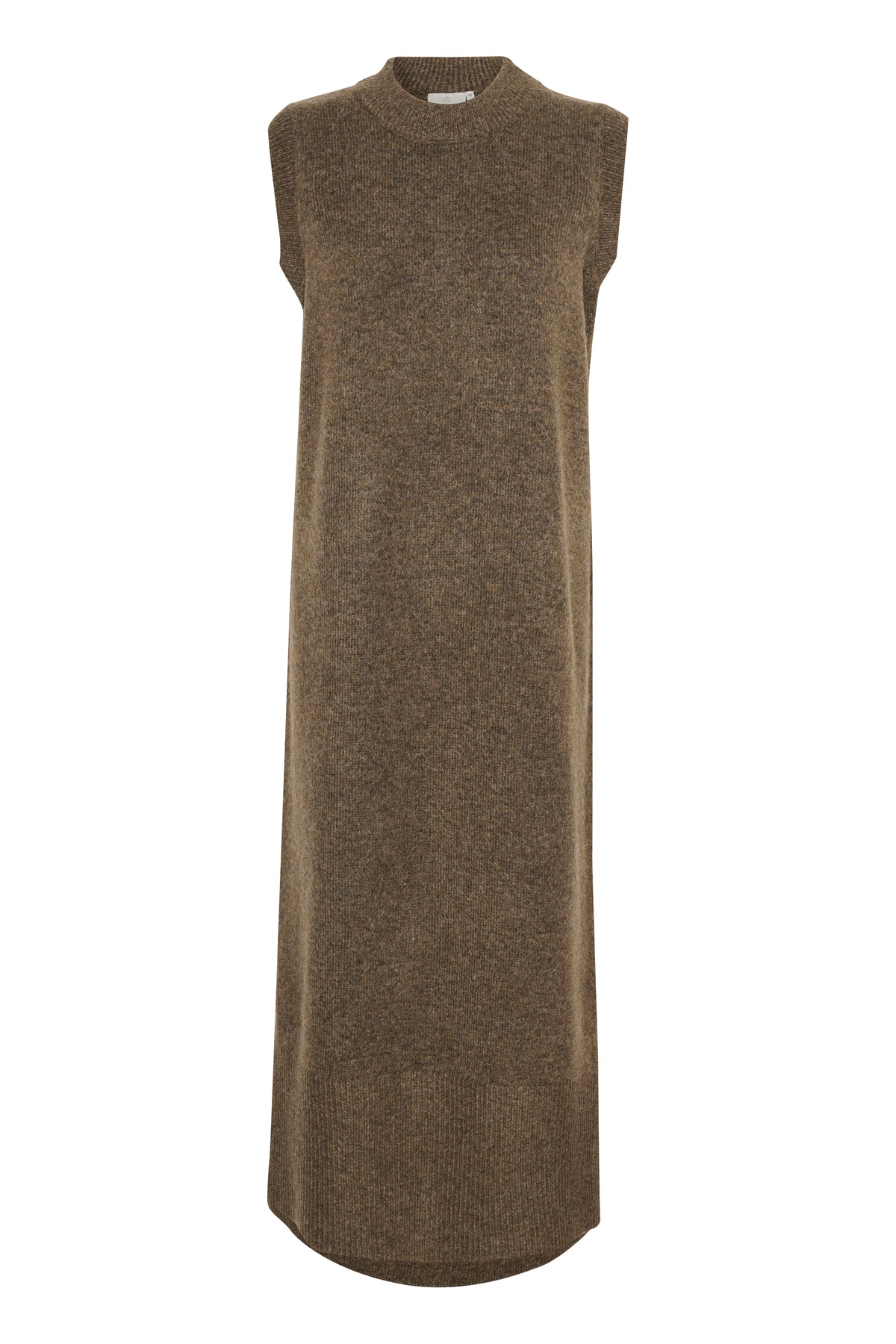 Kaffe Kaselma Major Brown Melange Knitted Sleeveless Longline Dress, 10509089