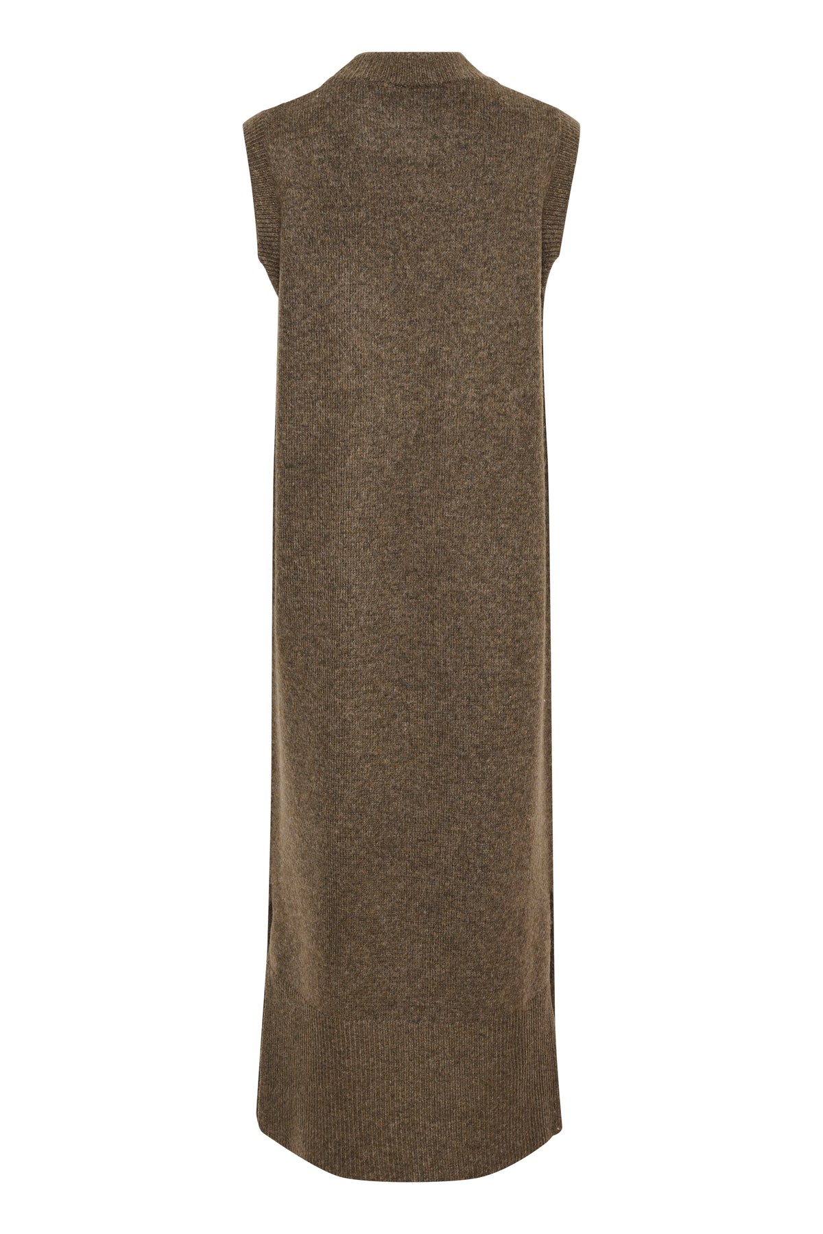 Kaffe Kaselma Major Brown Melange Knitted Sleeveless Longline Dress, 10509089