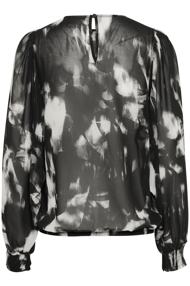 Kaffe Kaaska Black/Grey Blurry Abstract Printed Blouse, 10509238