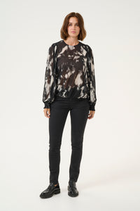 Kaffe Kaaska Black/Grey Blurry Abstract Printed Blouse, 10509238