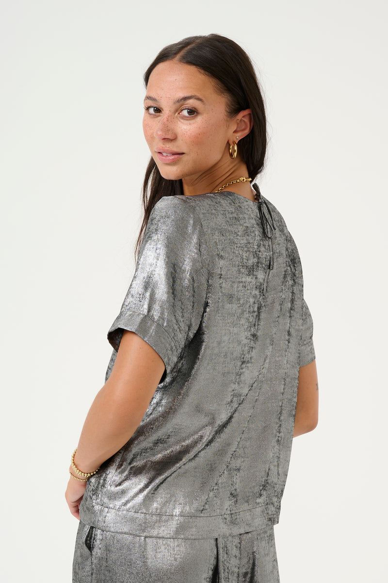 Kaffe Kalorina Silver Metallic Blouse, 10509298