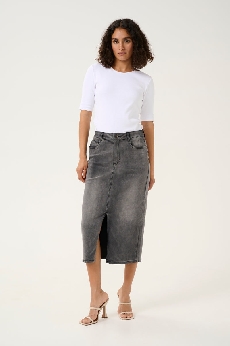 Kaffe Kasinem Grey Denim Long Skirt