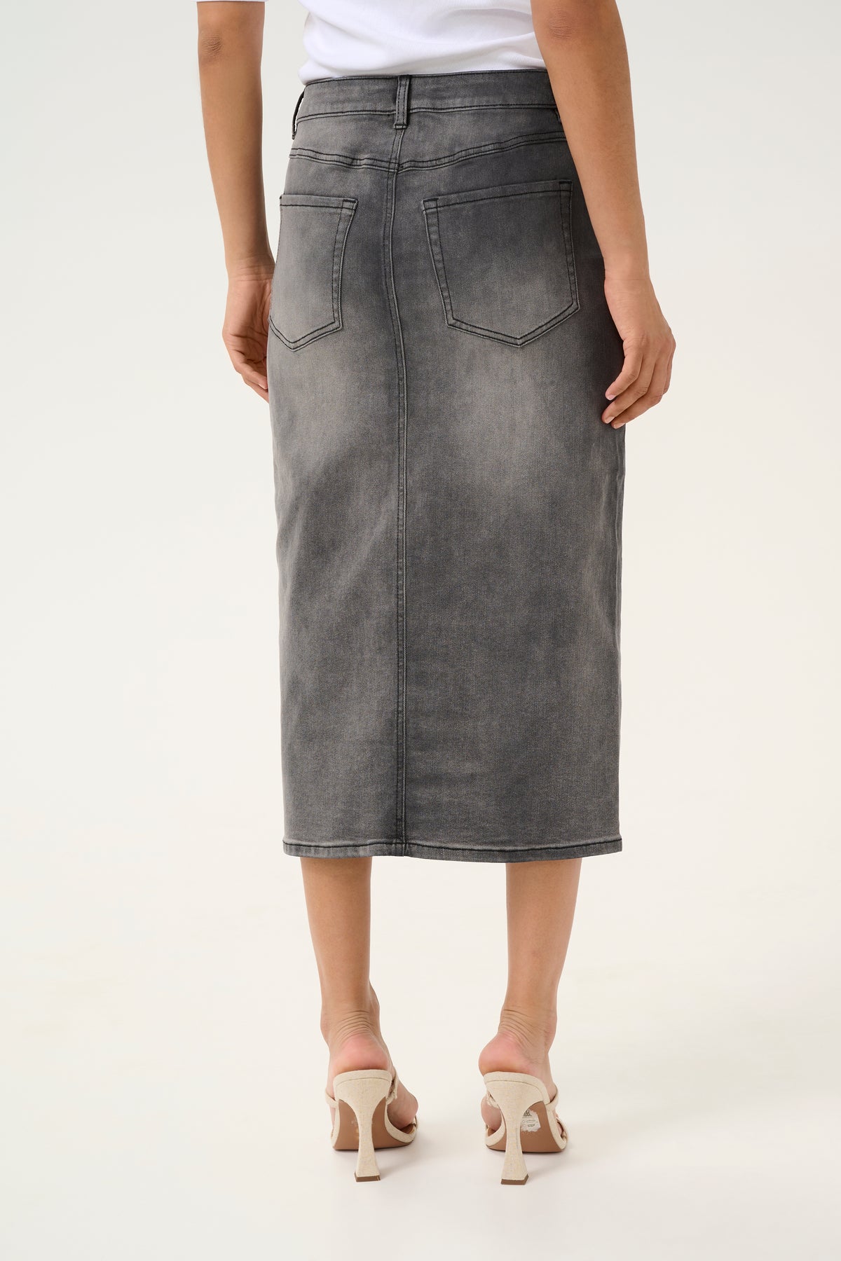 Kaffe Kasinem Grey Denim Long Skirt