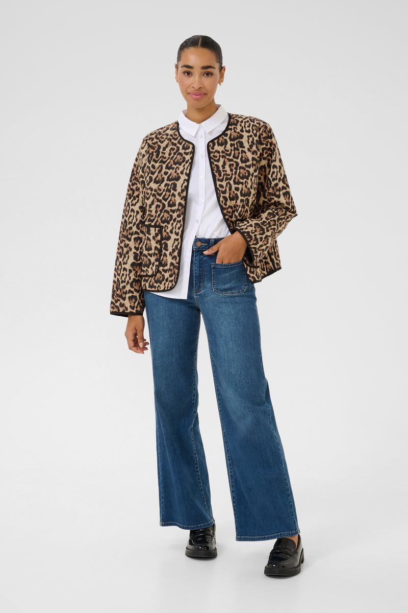 Kaffe Kavalia Natural Leopard Print Jacket, 10509537