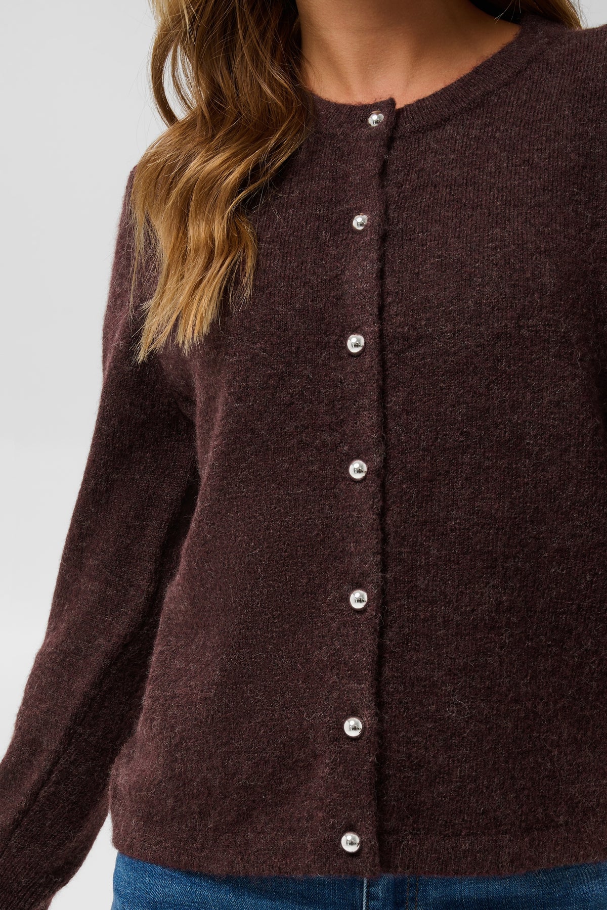 Kaffe Kaniel Fudge Melange Cardigan with Button Detailing