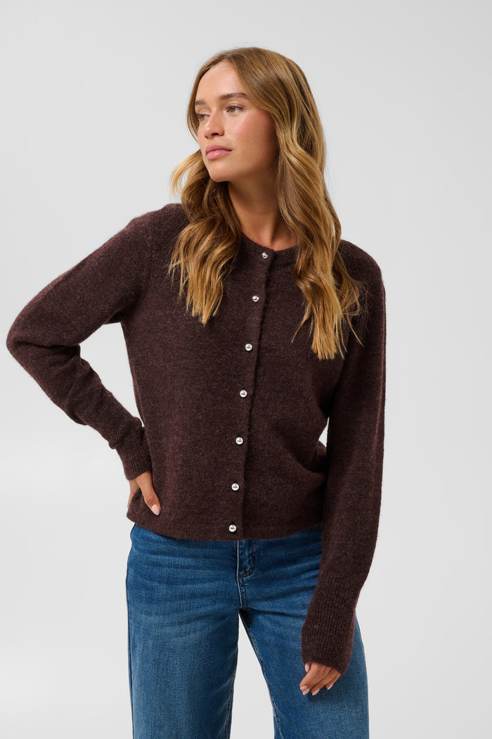 Kaffe Kaniel Fudge Melange Cardigan with Button Detailing