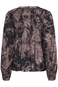Kaffe Kajamie Chocolate Brown Abstract Print V-Neck Blouse