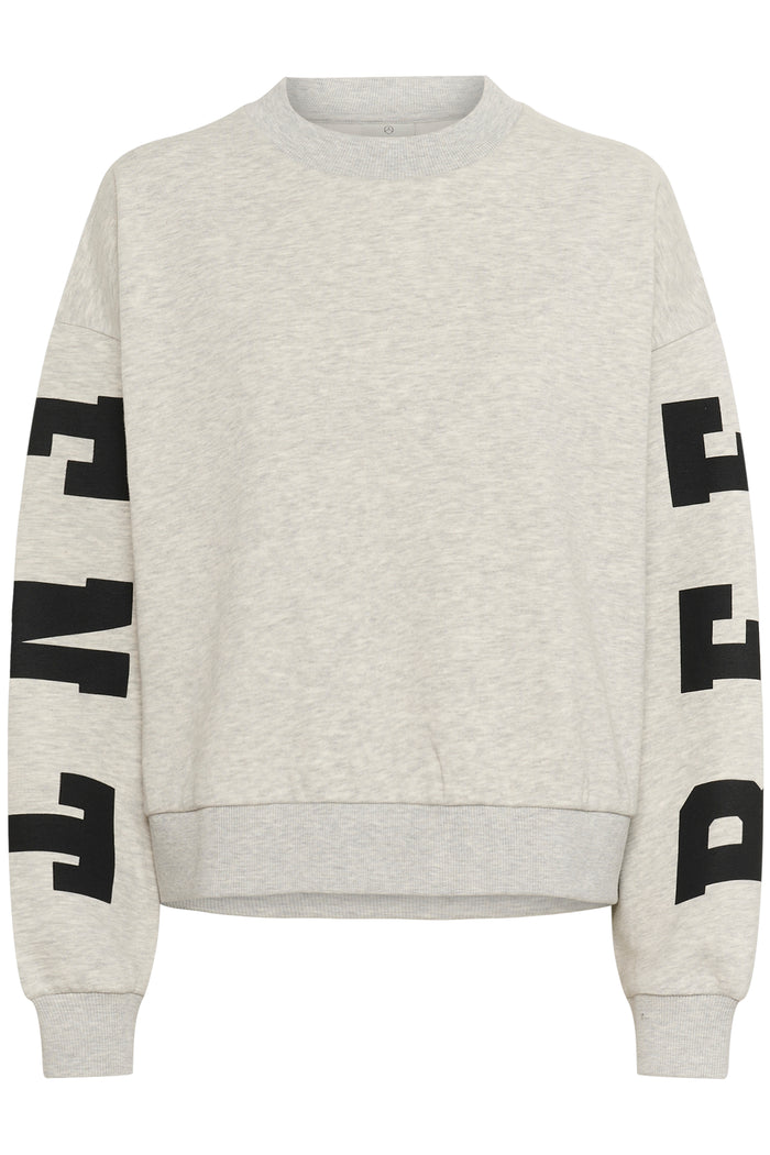 Kaffe Kalise Grey Melange Logo Relaxed Fit Sweatshirt, 10510868