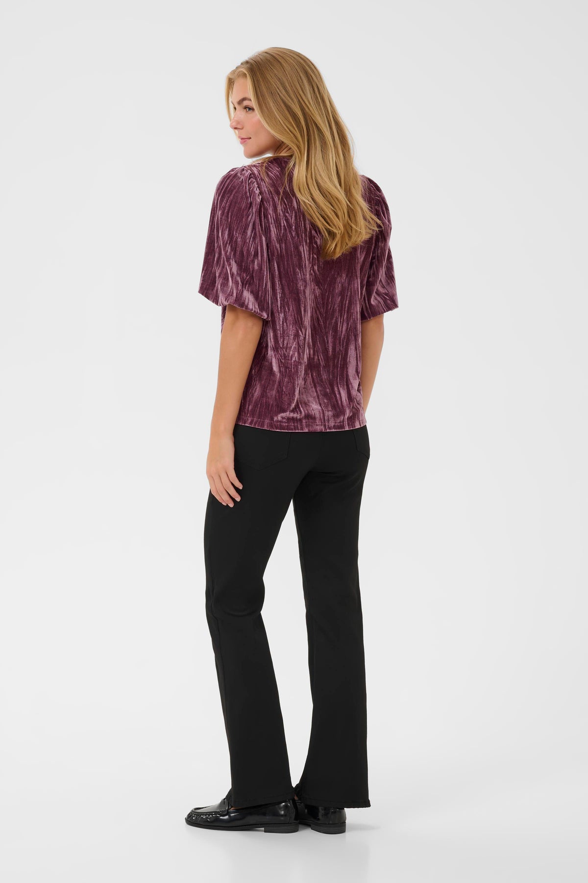 KAFFE Kaelva Tulipwood Velvet V-Neck Blouse