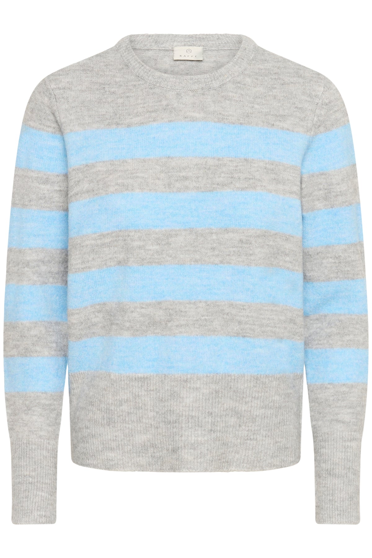 Kaffe Kaniel Grey Melange/Powder Blue Striped Supersoft Knit, 10511212