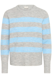 Kaffe Kaniel Grey Melange/Powder Blue Striped Supersoft Knit, 10511212