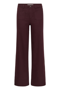 Kaffe Kabrook Fudge Burgundy Highwaisted Straight Wide Leg Jeans, 10511225