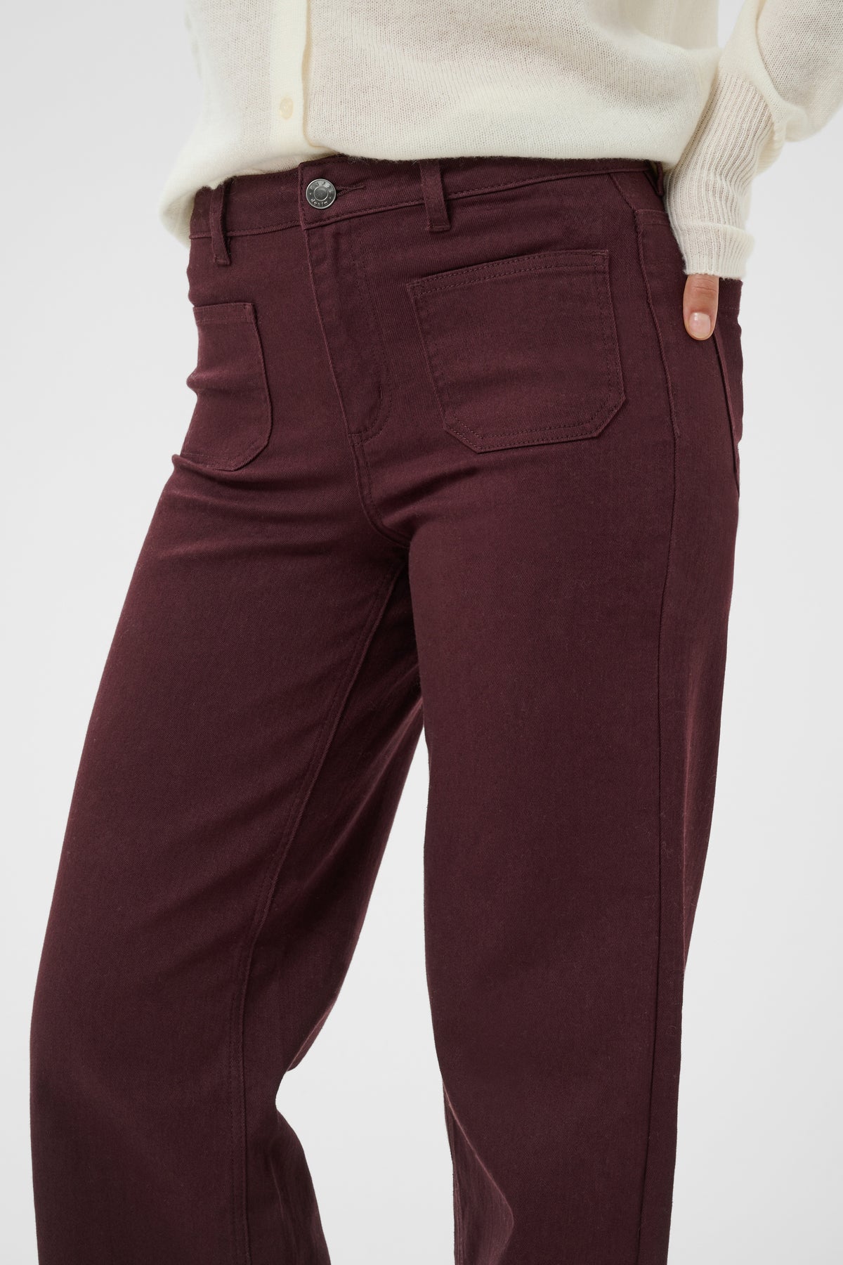 Kaffe Kabrook Fudge Burgundy Highwaisted Straight Wide Leg Jeans, 10511225